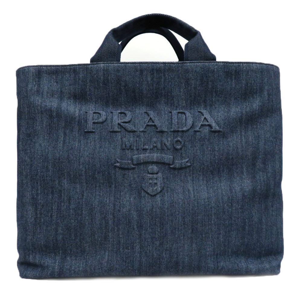 PRADA Denim Tote Bag Blue Travel Business Trip